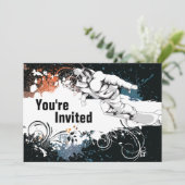 Grunge Snowboarden Verjaardagsfeestje Uitnodiging (Staand voorkant)