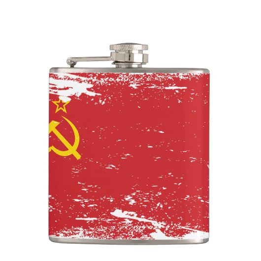 Grunge Sovjet-Unie vlag - USSR Heupfles (Voorkant)