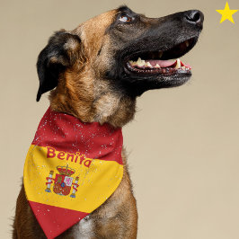 Grunge Spain Spanish Flag Custom Name Pet Bandana