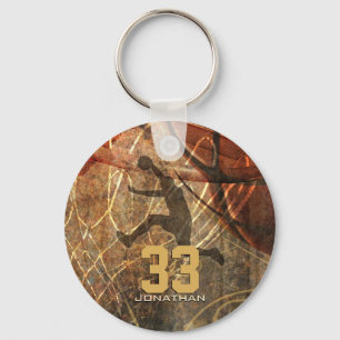 grunge sport mannen basketbalspeler personaliseert sleutelhanger