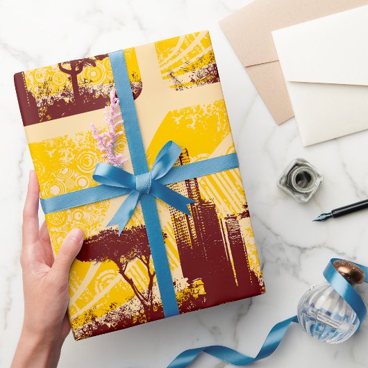 Grunge Stad Cadeaupapier