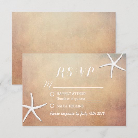  Grunge Starfish Beach Wedding RSVP (Voorkant / Achterkant)