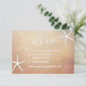 Grunge Starfish Beach Wedding RSVP Kaartje (Staand voorkant)
