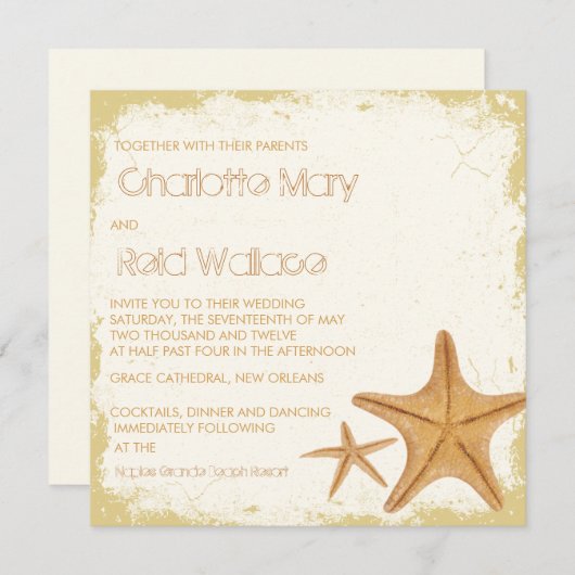 Grunge Starfish bruiloft uitnodiging (Voorkant / Achterkant)