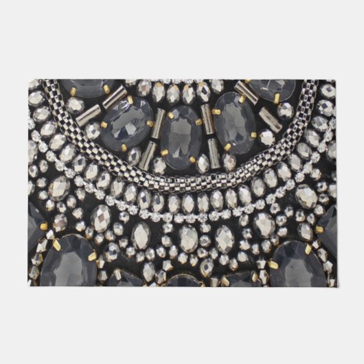 grunge steampunk art deco zwarte zilver bohemiaans deurmat (Voorkant)