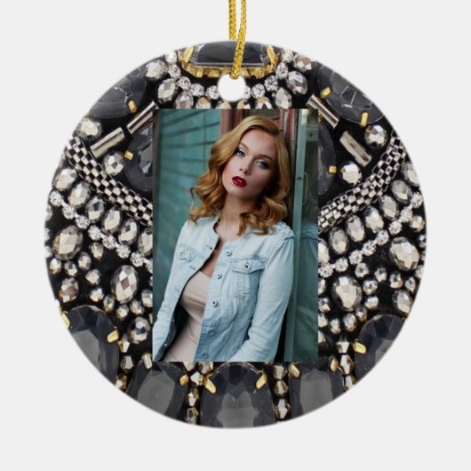 grunge steampunk art deco zwarte zilver bohemiaans keramisch ornament (Voorkant)