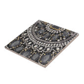 grunge steampunk art deco zwarte zilver bohemiaans tegeltje (Zijkant)