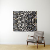 grunge steampunk art deco zwarte zilver bohemiaans wandkleed (In Situ (horizontaal))