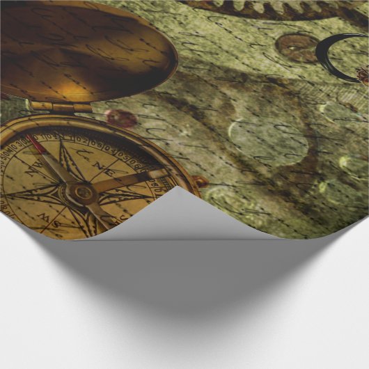 Grunge Steampunk Clocks and Gears Cadeaupapier (Hoek)