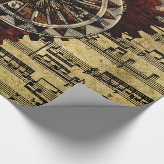 Grunge Steampunk Clocks and Gears Cadeaupapier (Hoek)