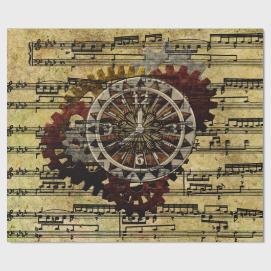 Grunge Steampunk Clocks and Gears Cadeaupapier (Vlak)