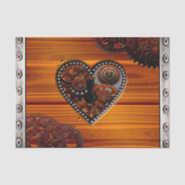 Grunge Steampunk Clocks and Gears Key Heart Box Tissuepapier