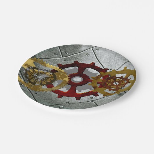 Grunge Steampunk Clocks and Gears Papieren Bordje (Gekanteld)