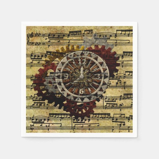 Grunge Steampunk Clocks and Gears Servet (Voorkant)