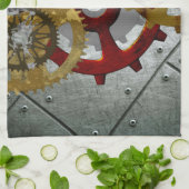 Grunge Steampunk Clocks and Gears Theedoek (Gevouwen)