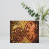 Grunge Steampunk Gear en Clock Briefkaart (Staand voorkant)