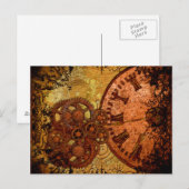 Grunge Steampunk Gear en Clock Briefkaart (Voorkant / Achterkant)