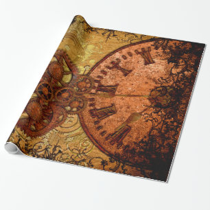 Grunge Steampunk Gear en Clock Cadeaupapier