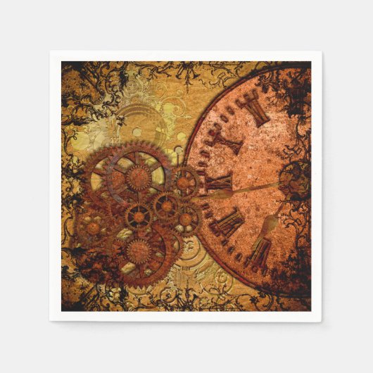Grunge Steampunk Gear en Clock Servetten (Voorkant)