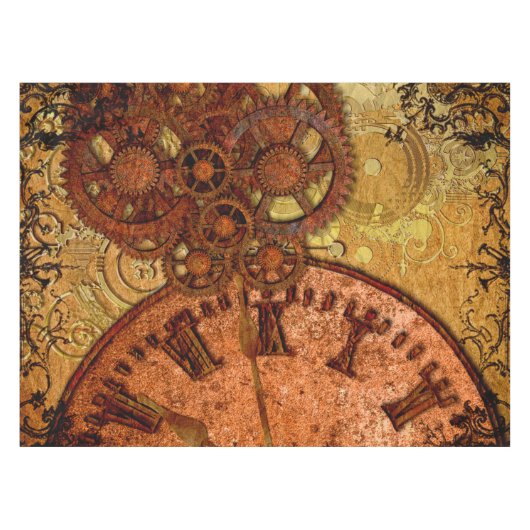 Grunge Steampunk Gear en Clock Tafelkleed (Voorkant (Horizontaal))