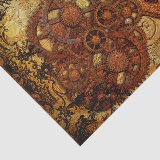 Grunge Steampunk Gear en Clock Tissuepapier (Detail)