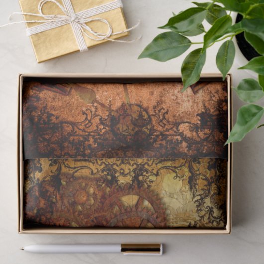 Grunge Steampunk Gear en Clock Tissuepapier (Geschenk)