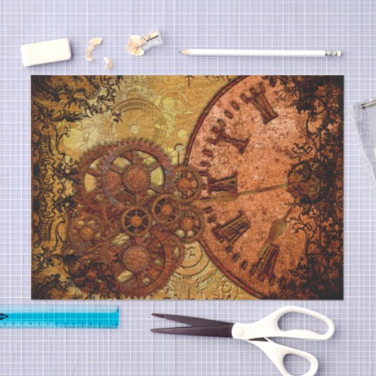 Grunge Steampunk Gear en Clock Tissuepapier (Craft)