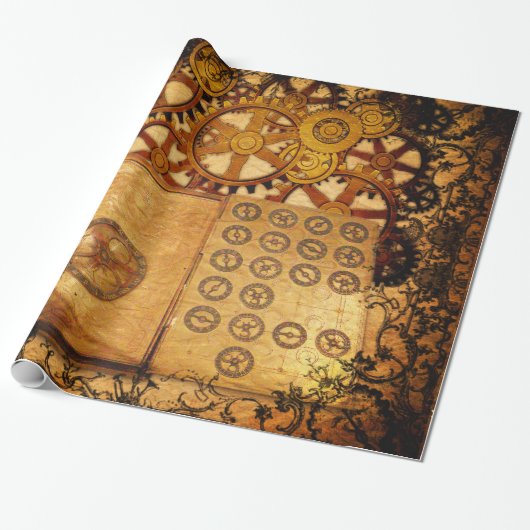 Grunge Steampunk Gears Cadeaupapier (Uitgerold)