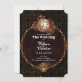 Grunge Steampunk Gears en Klok Vintage Wedding Kaart (Voorkant)