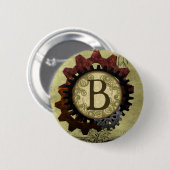 Grunge Steampunk Gears Monogram Letter B Ronde Button 5,7 Cm (Voorkant /achterkant)