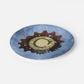 Grunge Steampunk Gears Monogram Letter C Papieren Bordje (Gekanteld)