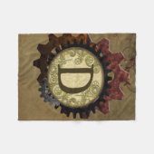 Grunge Steampunk Gears Monogram Letter D Fleece Deken (Voorkant (Horizontaal))