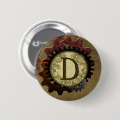 Grunge Steampunk Gears Monogram Letter D Ronde Button 5,7 Cm (Voorkant /achterkant)