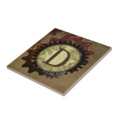 Grunge Steampunk Gears Monogram Letter D Tegeltje (Zijkant)