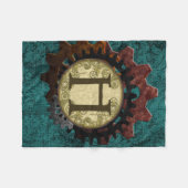 Grunge Steampunk Gears Monogram Letter H Fleece Deken (Voorkant (Horizontaal))