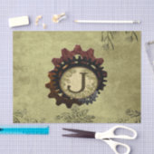 Grunge Steampunk Gears Monogram Letter J Tissuepapier (Craft)