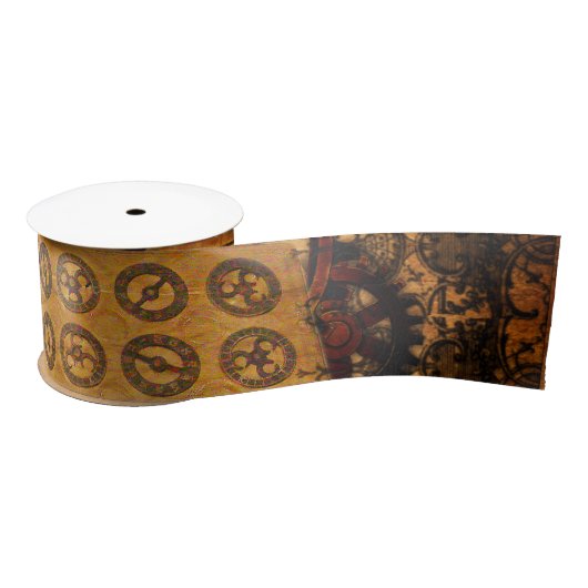 Grunge Steampunk Gears Satijnen Lint (Spoel)