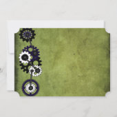Grunge Steampunk Gears Wedding Invitation Kaart (Achterkant)