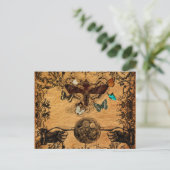 Grunge Steampunk Victoriaans Butterfly Briefkaart (Staand voorkant)