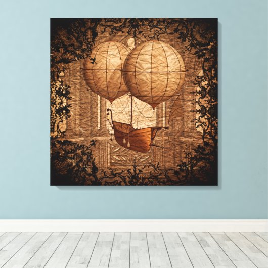 Grunge Steampunk Victoriaans vliegveld Canvas Afdruk (Insitu (Houten vloer))