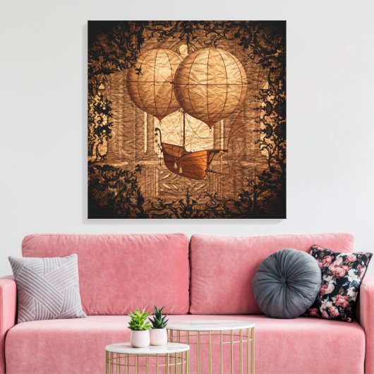 Grunge Steampunk Victoriaans vliegveld Canvas Afdruk (Insitu (Woonkamer))