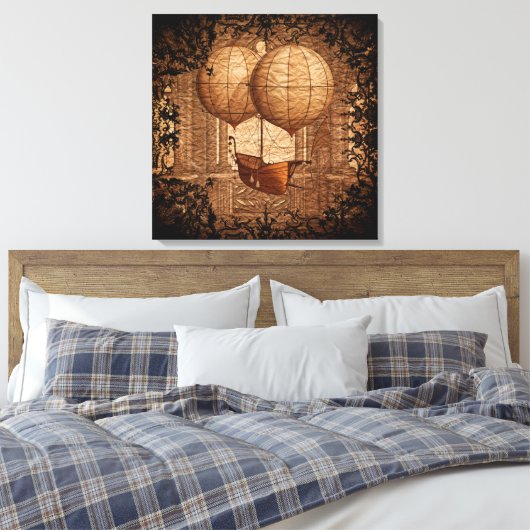 Grunge Steampunk Victoriaans vliegveld Canvas Afdruk (Insitu (Slaapkamer))