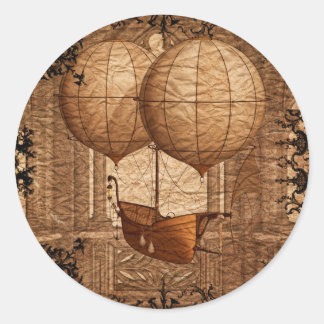 Grunge Steampunk Victoriaans vliegveld Ronde Sticker