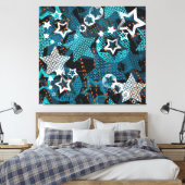 Grunge sterpatroon, speels kinderontwerp. canvas afdruk (Insitu (Slaapkamer))