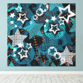 Grunge sterpatroon, speels kinderontwerp. canvas afdruk (Insitu (Houten vloer))