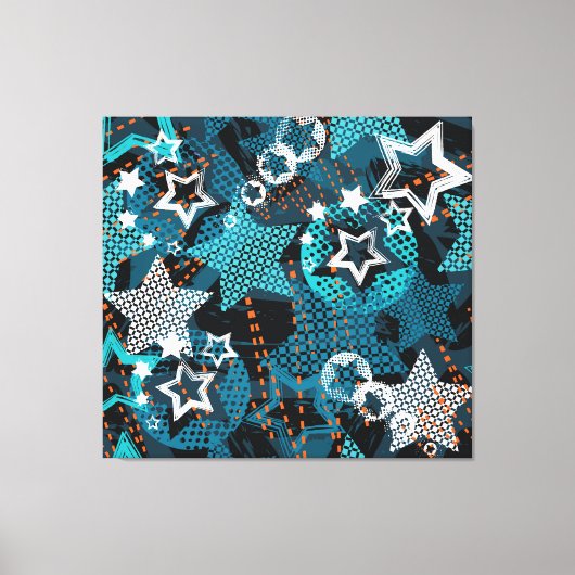 Grunge sterpatroon, speels kinderontwerp. canvas afdruk (Voorkant)