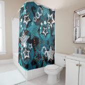 Grunge sterpatroon, speels kinderontwerp. douchegordijn (In situ)