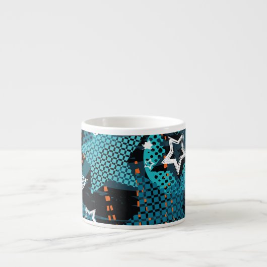 Grunge sterpatroon, speels kinderontwerp. espresso kop (Voorkant)