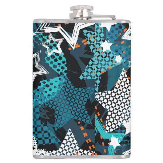 Grunge sterpatroon, speels kinderontwerp. heupfles (Achterkant)