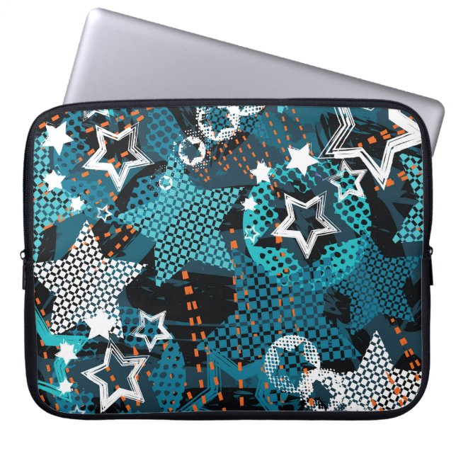 Grunge sterpatroon, speels kinderontwerp. laptop sleeve (Voorkant)